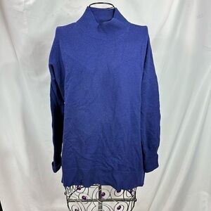 Pure Collection turtleneck indigo 100% cashmere knit sweater size 4